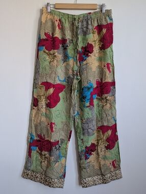 Sudara Indian Punjammies Wide-Leg Abstract Floral Anju Print Pants Cropped XL
